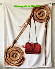 Versace Red Handbag Gold Medusa Head Print Flannel Throw Blanket Luxury Sofa Cover Blanket IMG_1693